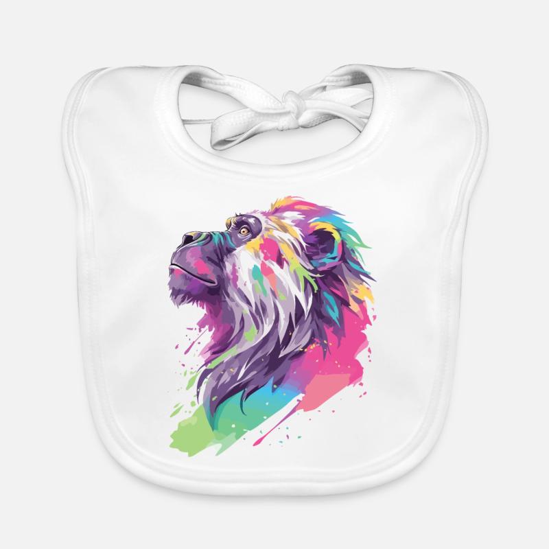 Monkey Chimpanzee Primate Nature Wilderness Colorful Art Organic Baby Bibs