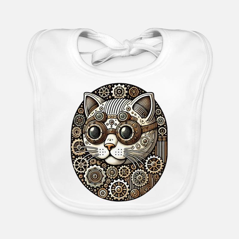 Steampunk Kitty Cat Organic Baby Bibs