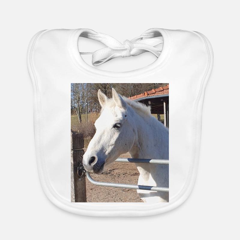 Portrait de cheval blanc Bavoir bio Bébé