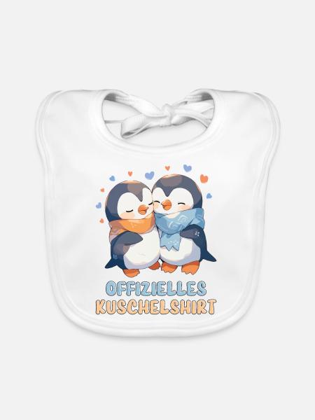 Official Cuddly Shirt Penguins Love Heart Sweet - Organic Baby Bibs - white - Front