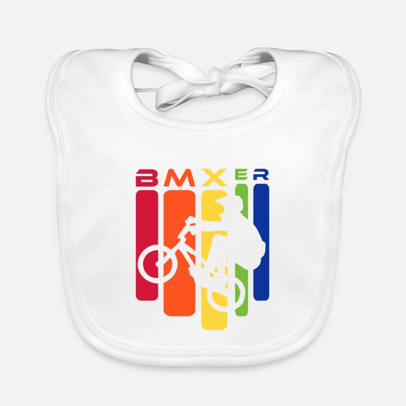 BMX Rainbow Stunt Silhouette - Baby Bio-Lätzchen - Weiß