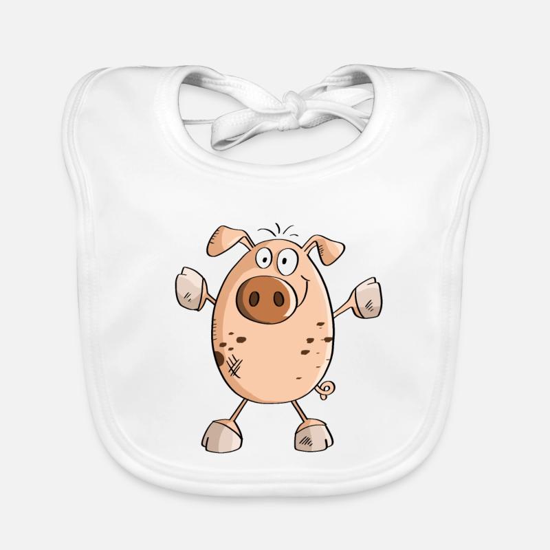 Saustarkes Schwein - Schweine - Eber - Bache - Baby Bio-Lätzchen - Weiß