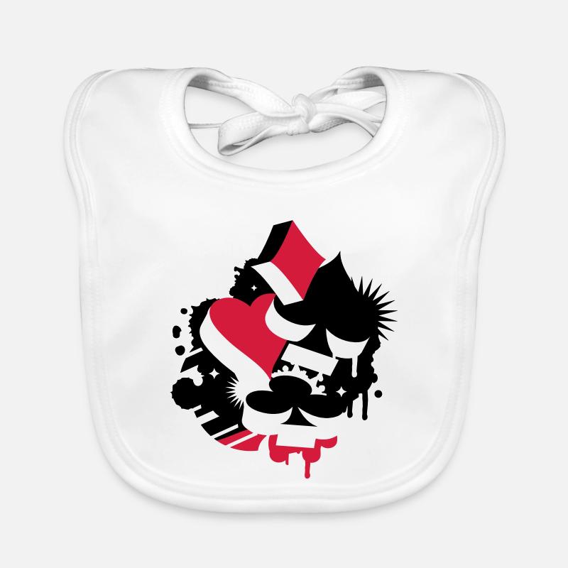 Four playing cards symbols -Heart, spade, diamond, Organic Baby Bibs