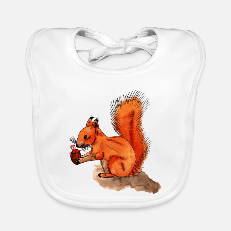 Eichhörnchen mit Geschenk Baby Bio-Lätzchen