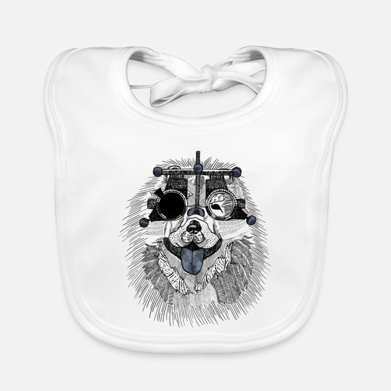 Optometrist dog with trial glasses Organic Baby Bibs