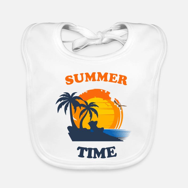 Summer-inspired palm trees with sunset Organic Baby Bibs