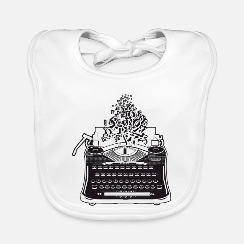 nostalgic antique typewriter with letters Organic Baby Bibs