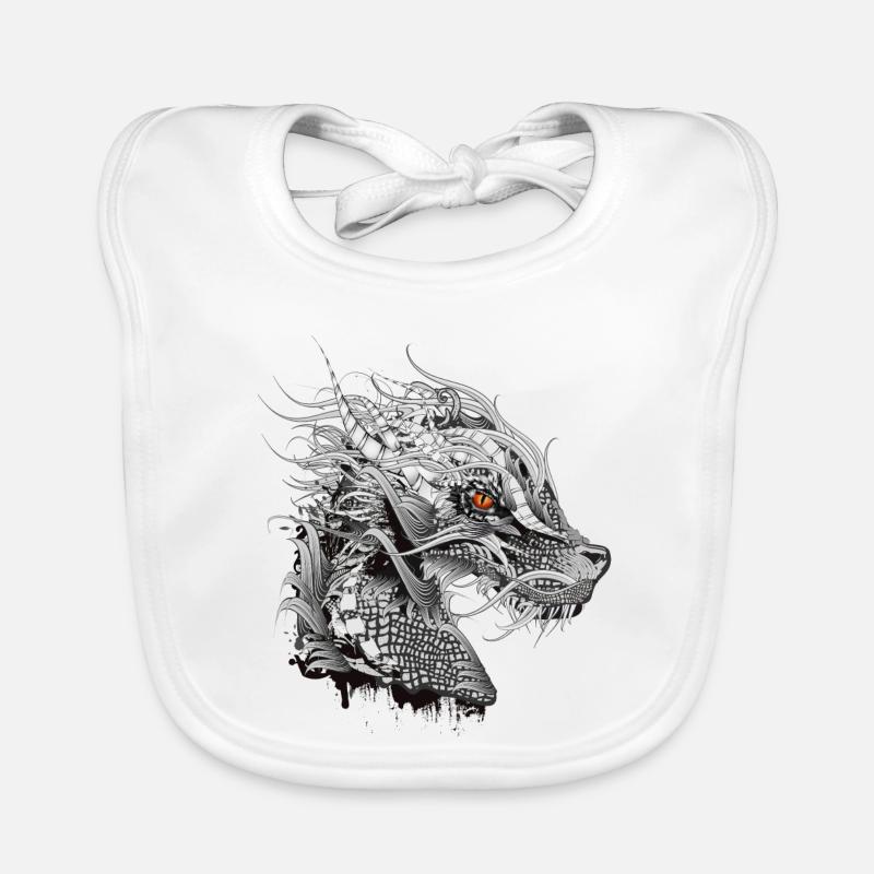 artfully designed mystical dragon head Organic Baby Bibs