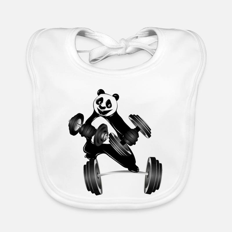 Ours panda bodybuilder avec des haltères tout en faisant de l’exercice Bavoir bio Bébé