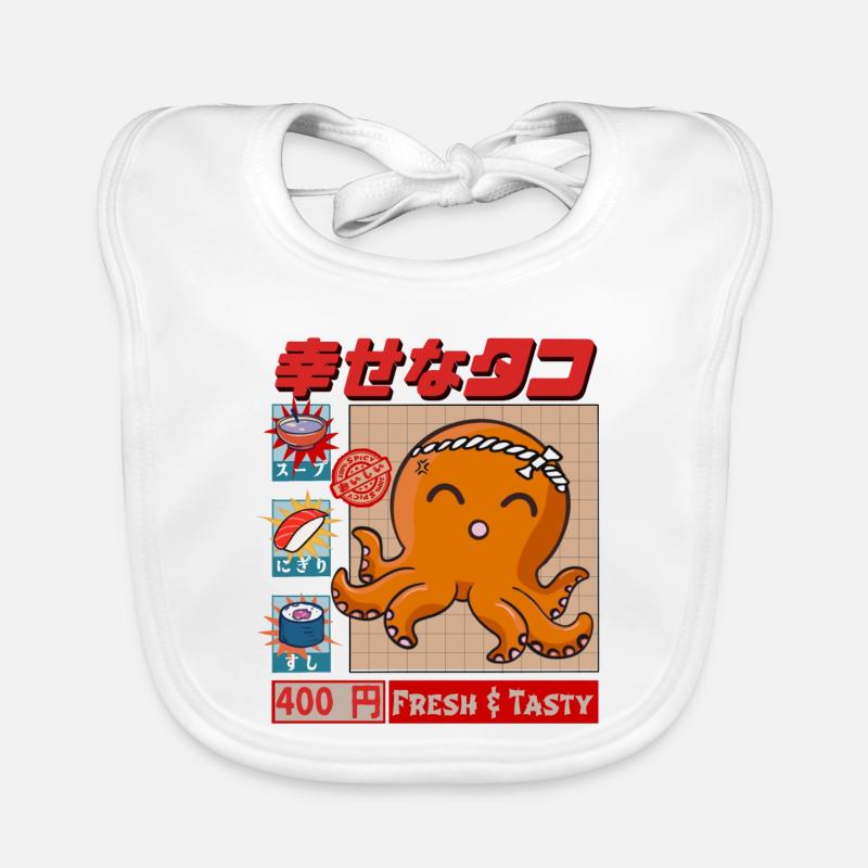 Happy Squid - Fresh & tasty - Baby Bio-Lätzchen - Weiß