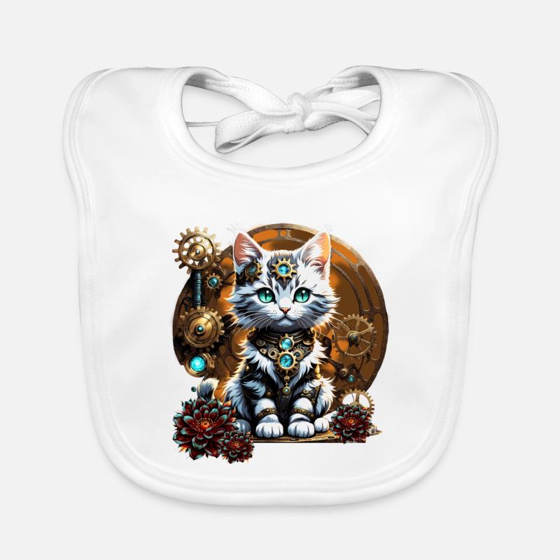 Un mignon petit chaton de style steampunk Bavoir bio Bébé