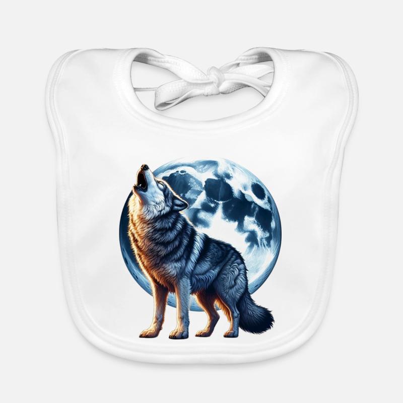 Wolf howls at the full moon Organic Baby Bibs
