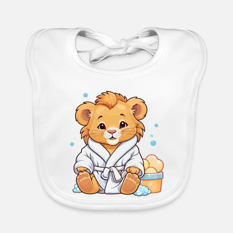 Lion cub in bathrobe bath time Organic Baby Bibs