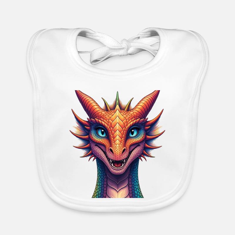 Lebendiger Regenbogen-Drachenkopf Baby Bio-Lätzchen