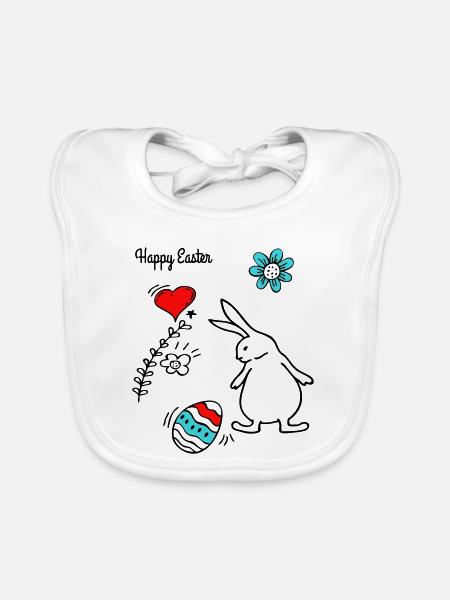 Joyeuses Pâques - Bavoir bio Bébé - blanc - Devant