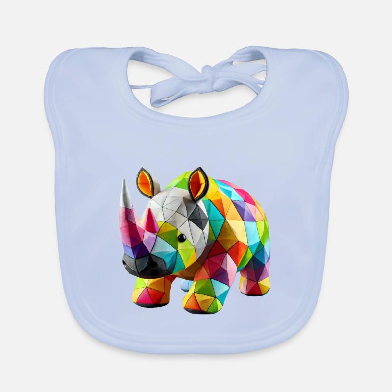 Rhinoceros Rhino Polygone Patchwork Baby Bio-Lätzchen