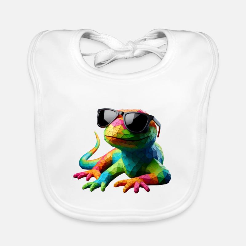 LIZARD cool multicolor - Organic Baby Bibs - white