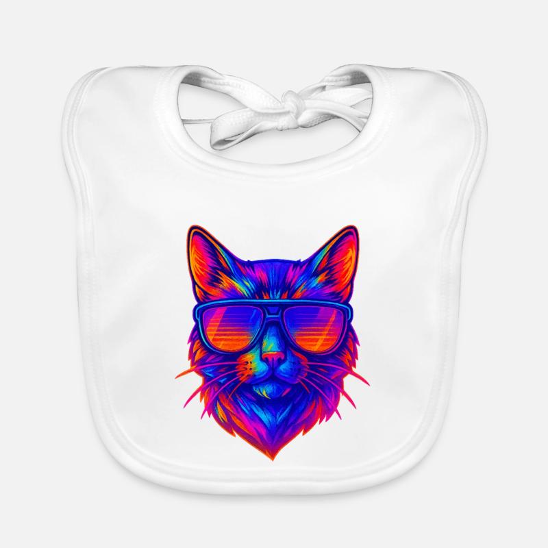 Chat néon vibrant avec lunettes de soleil Bavoir bio Bébé