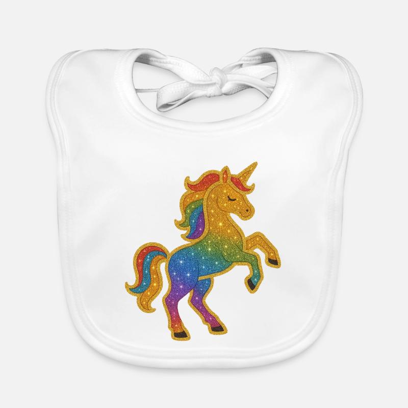 Glitterndes Regenbogen-Einhorn Baby Bio-Lätzchen