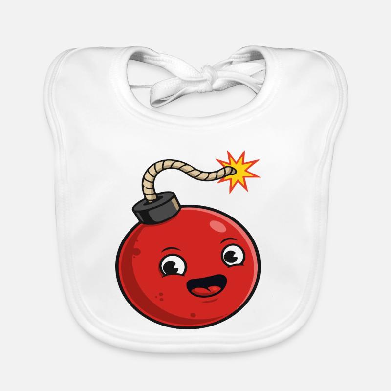 Cartoon Bomb with Cheerful Expression Organic Baby Bibs