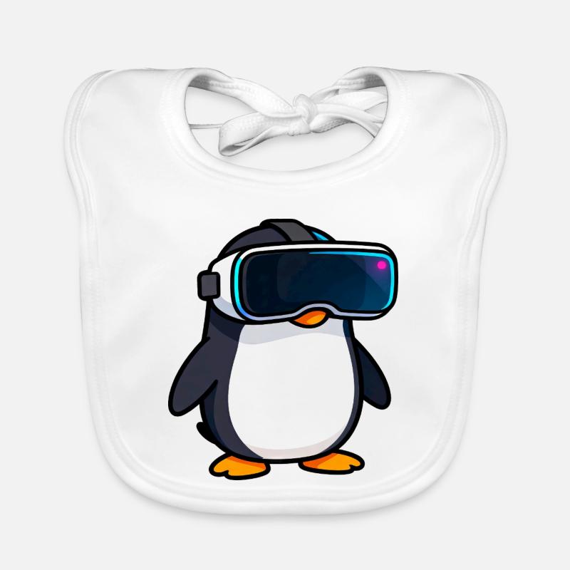 Nerdiger Pinguin VR Gaming PC Zocker Design Baby Bio-Lätzchen