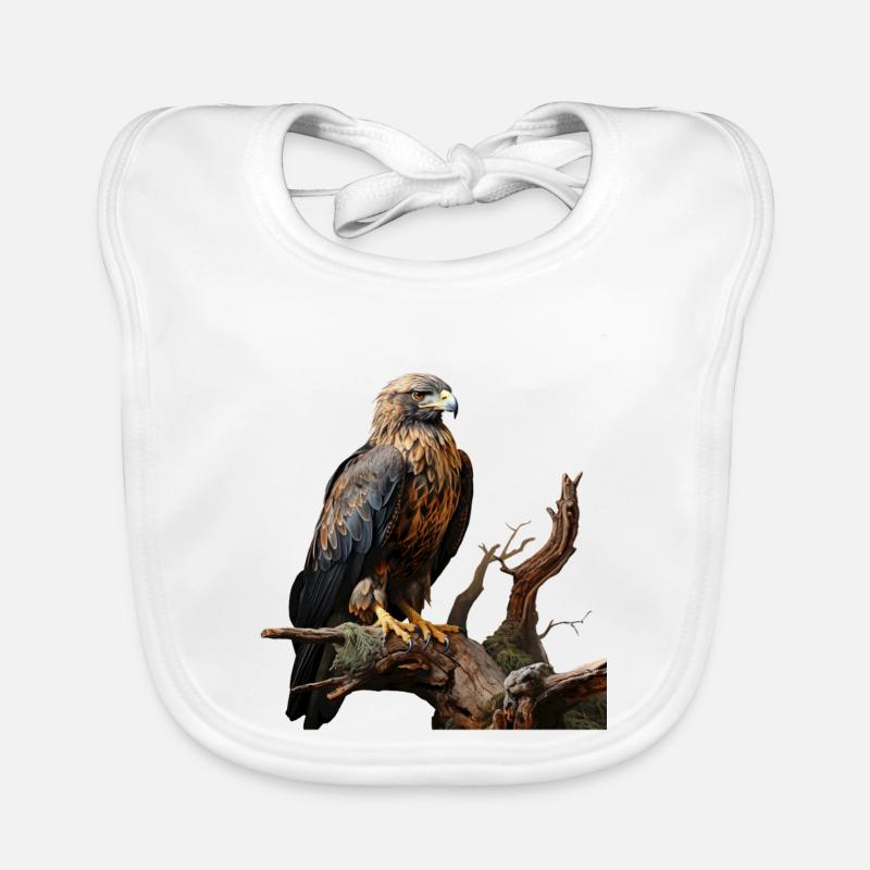 Imperial eagle on mossy branch Organic Baby Bibs