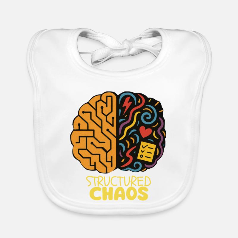 Strukturiertes Chaos - AuDHD - Baby Bio-Lätzchen - Weiß