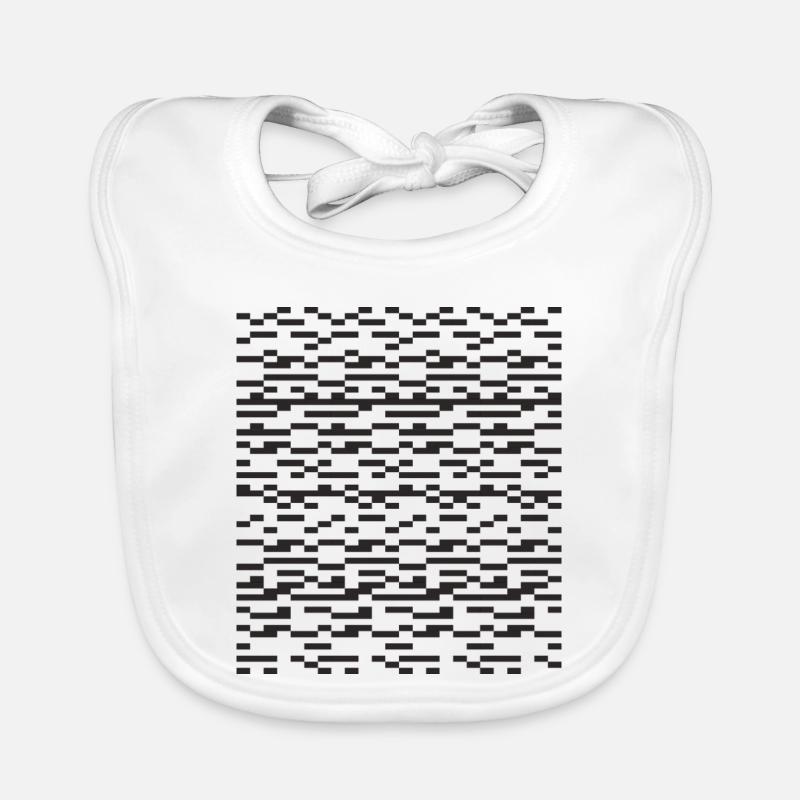 Noir Stripe pixellé Glitch Grid Bavoir bio Bébé