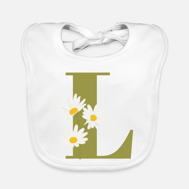 Buchstabe l Grüne Gänseblümchen Baby Bio-Lätzchen
