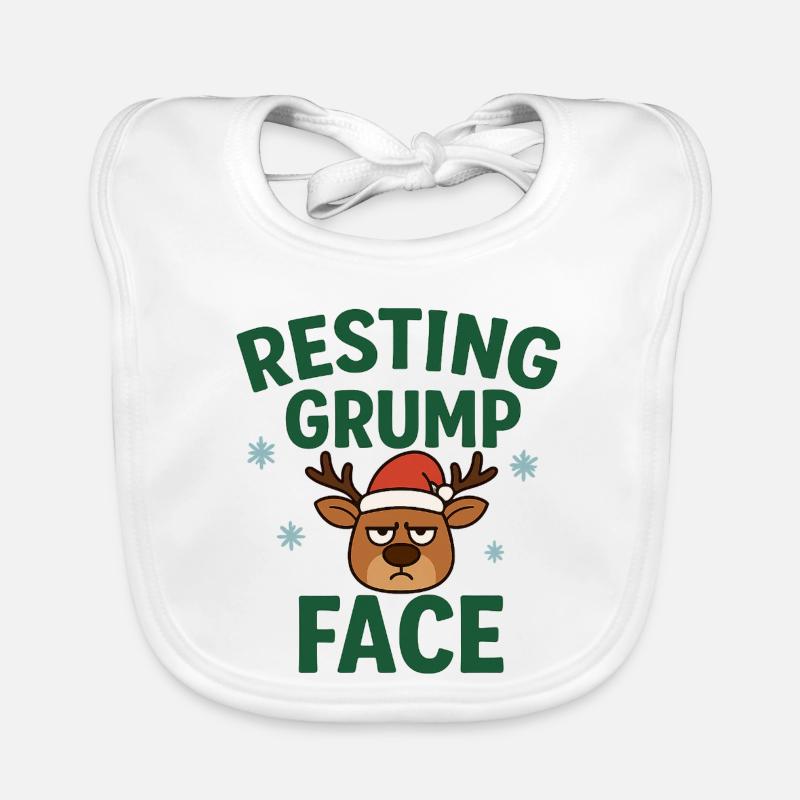 Resting Grump Face Rentier mit Mütze - Baby Bio-Lätzchen - Weiß