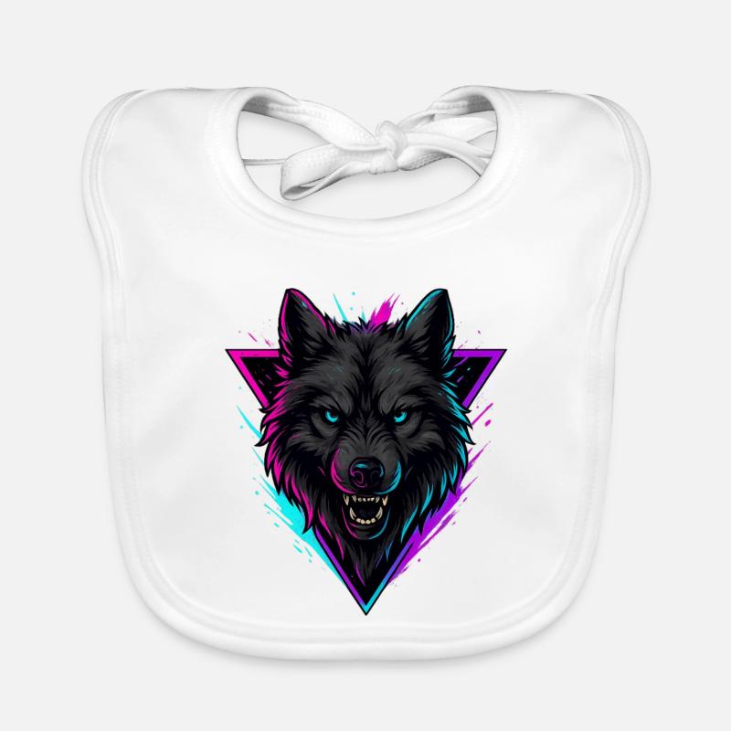 Loup néon en triangle rose violet Bavoir bio Bébé