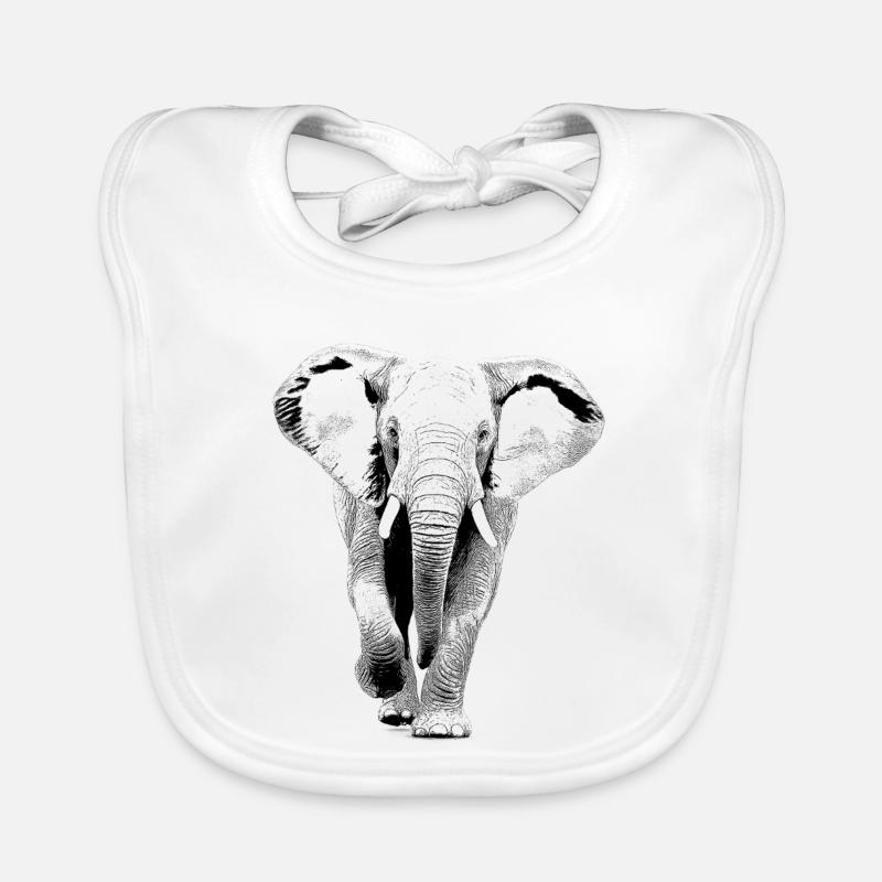 Éléphant - Bavoir bio Bébé - blanc