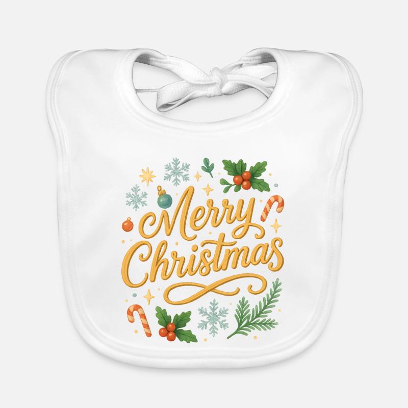 Lettrage de joyeux Noël Bavoir bio Bébé