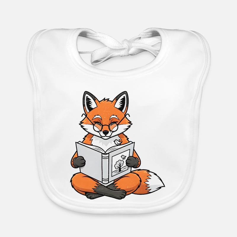Reading Fox Book Motif Organic Baby Bibs