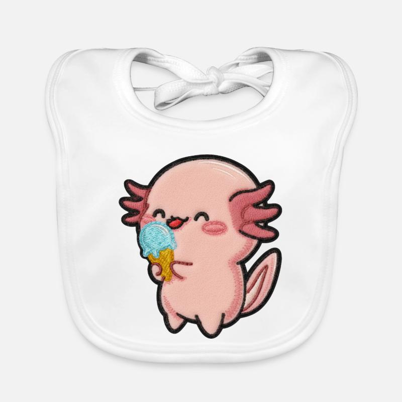 Kleiner Axolotl Eiscreme Spaß - Baby Bio-Lätzchen - Weiß