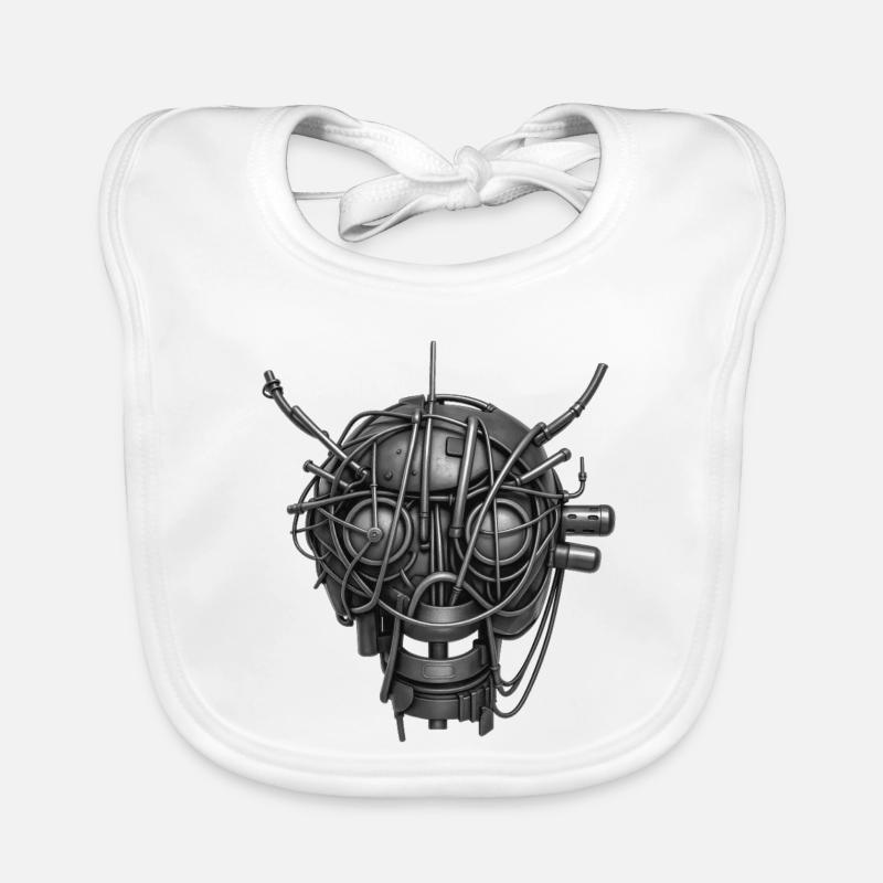 ROBOT MASK #2 - black & white Bavoir bio Bébé