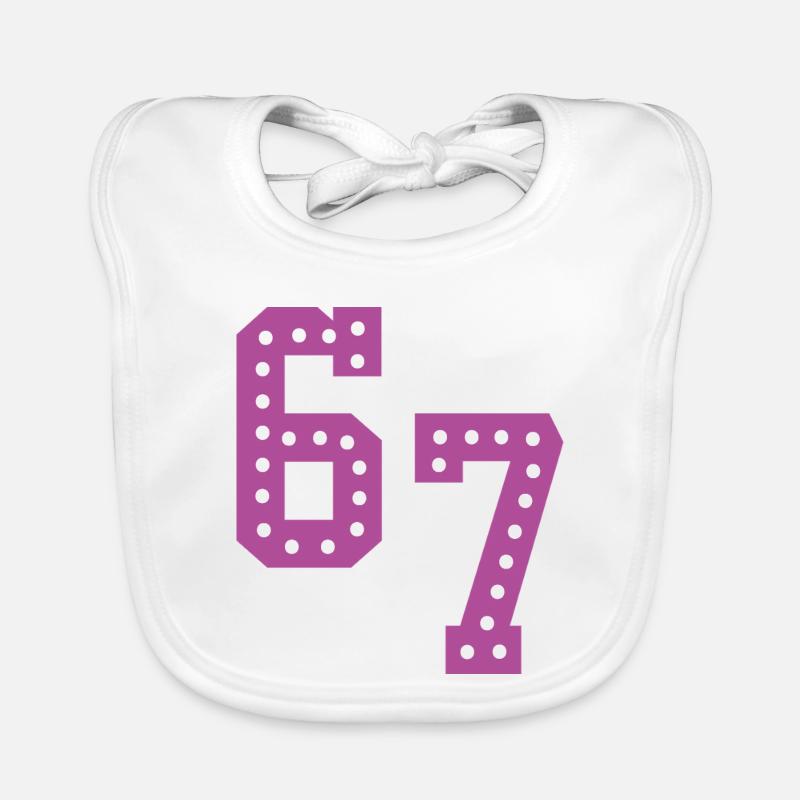 6 7 – Trendiges, minimalistisches Textdesign, - Baby Bio-Lätzchen - Weiß