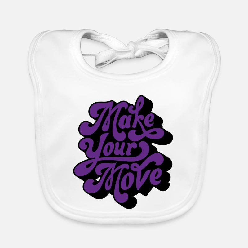 Make Your Move Retro Script Organic Baby Bibs