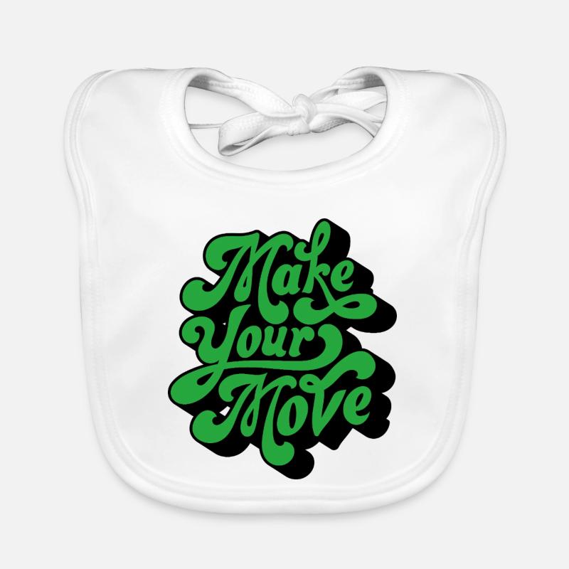 Make Your Move – Retro Handtext Organic Baby Bibs