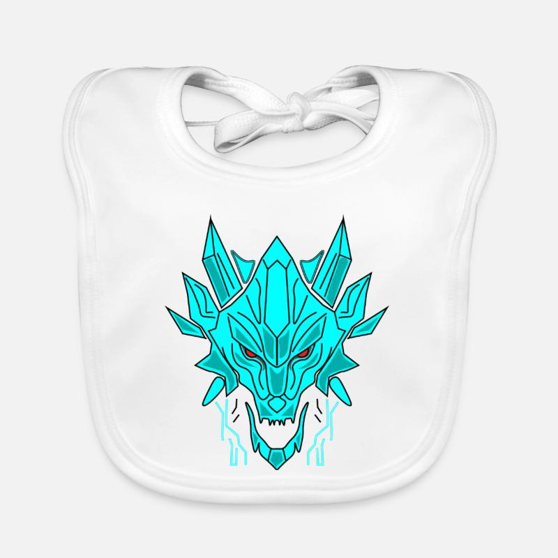 Geometrischer Eisdrache Kopf - Organic Baby Bibs - white