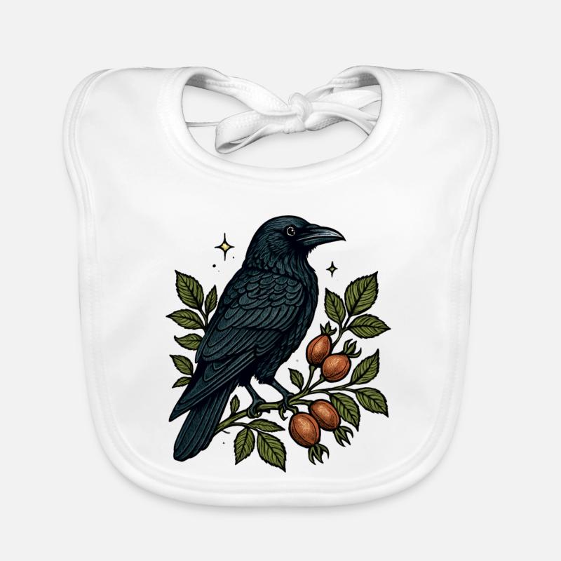 Night crow on berry vine Organic Baby Bibs