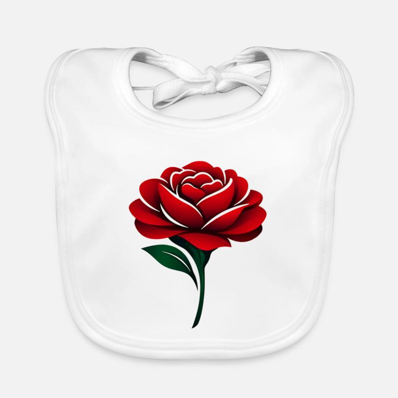 Red Rose Deep Red Blossoms Organic Baby Bibs