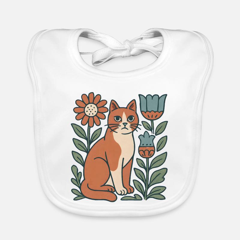 Chat Jardin Fleurs Ami Chat Bavoir bio Bébé