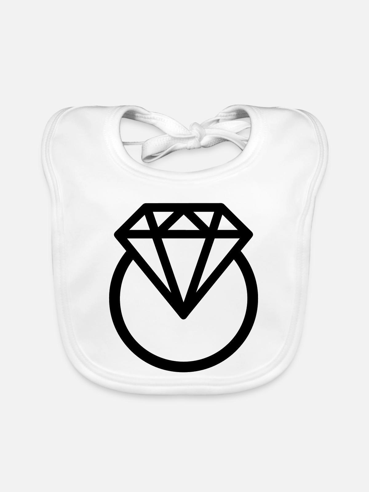 Diamantring - Baby Bio-Lätzchen - Weiß - Vorne