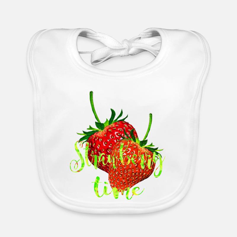 Erdbeeren mit Schrift Baby Bio-Lätzchen