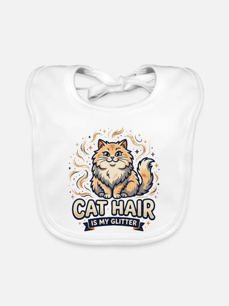 Katzenhaar-Glitzer - Baby Bio-Lätzchen - Weiß