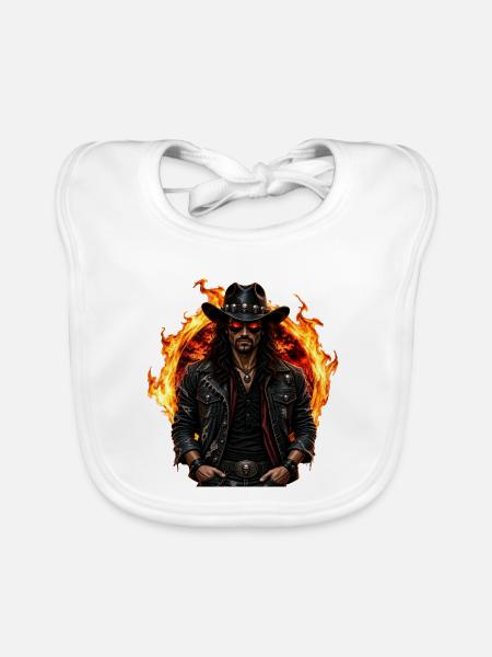 Halloween Cowboy Hell Rider - Baby Bio-Lätzchen - Weiß