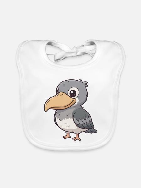 Schuhschnabel Vogel - Baby Bio-Lätzchen - Weiß - Vorne