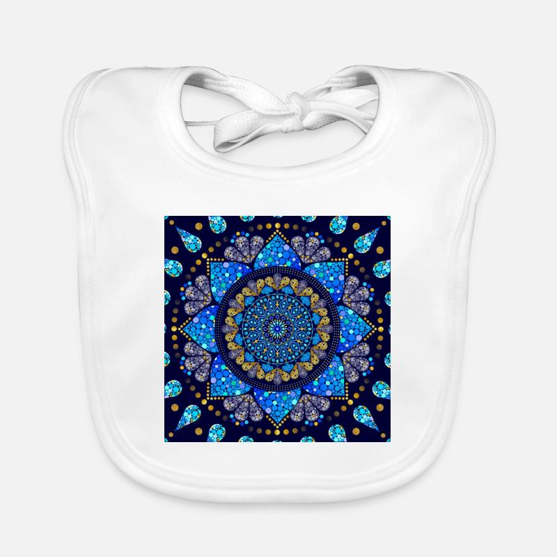 Mandala blue turquoise gold Organic Baby Bibs