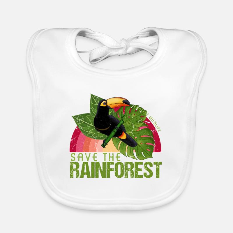 Rainforest toucan wildlife gift idea Organic Baby Bibs